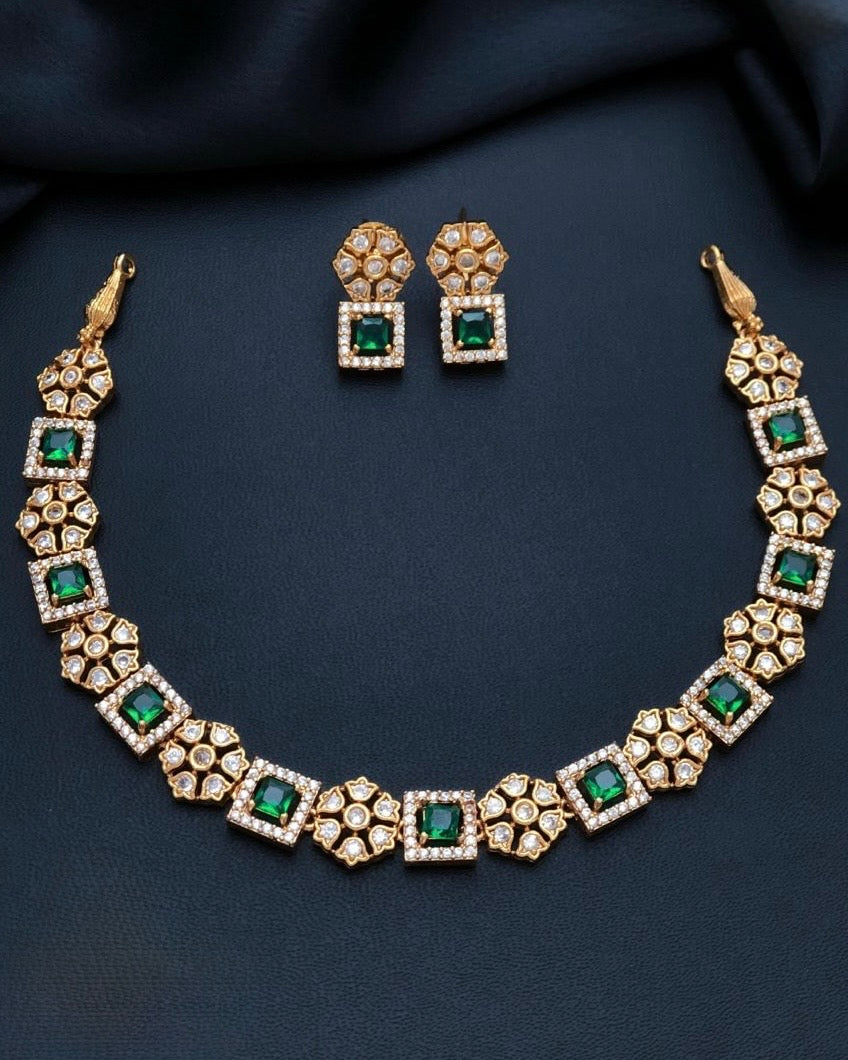 Gold plated American Diamond necklace set