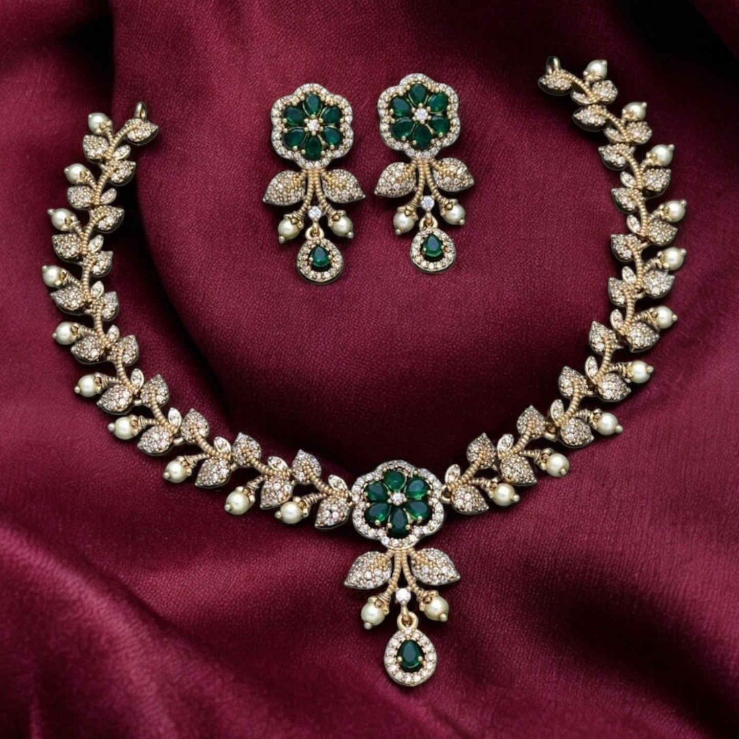 Victoria polish American Diamond necklace set