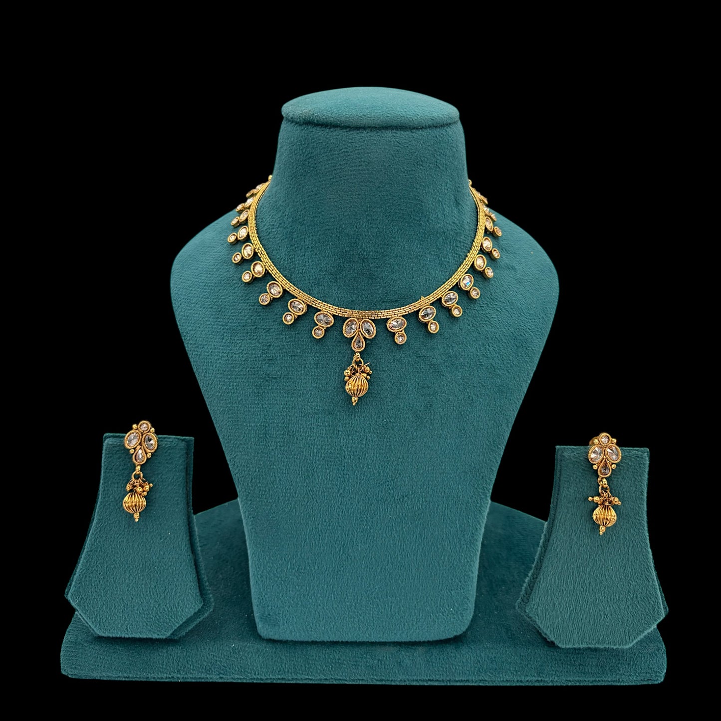 Gold plated polki necklace set