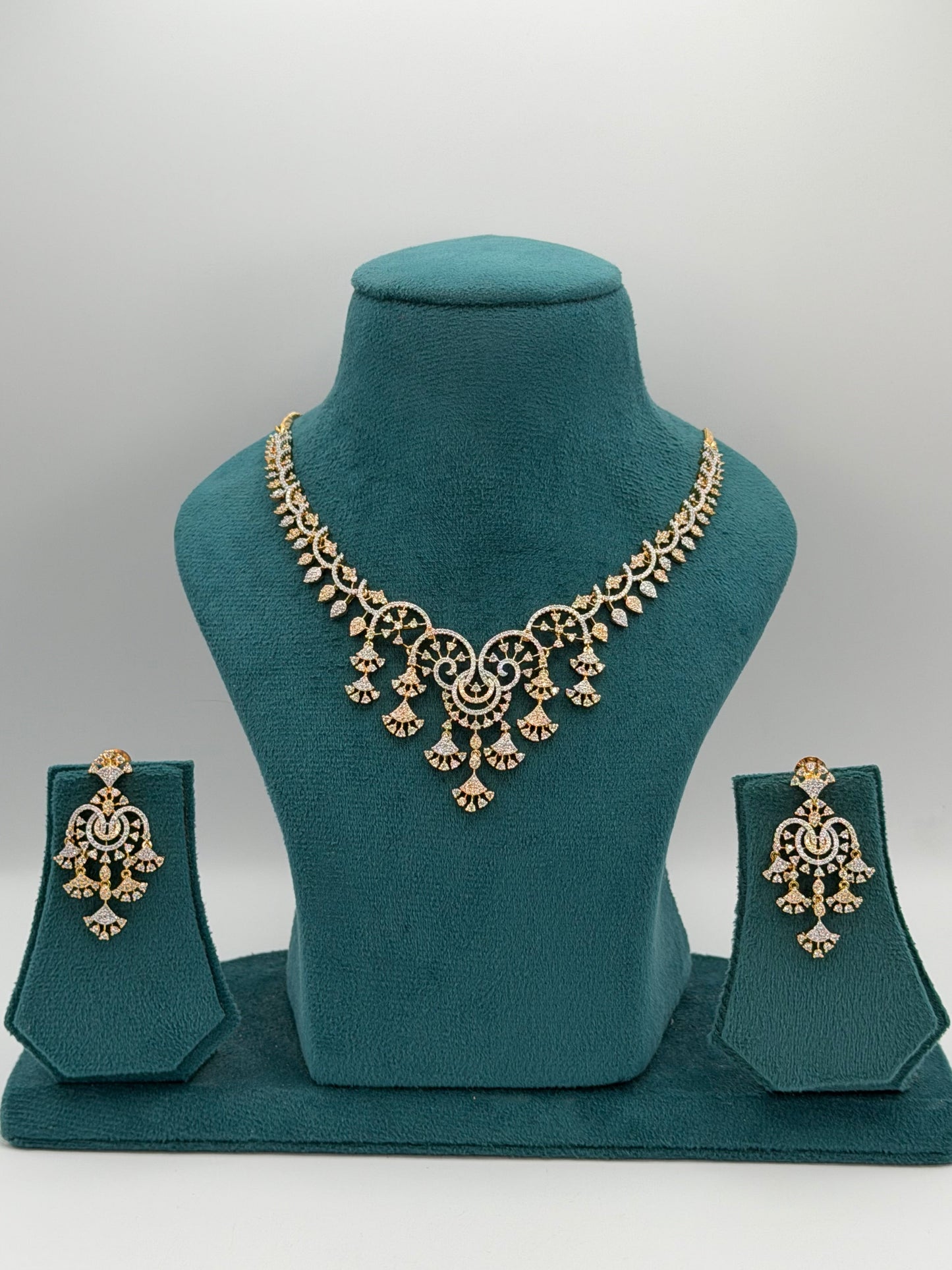 2tone American Diamond necklace set