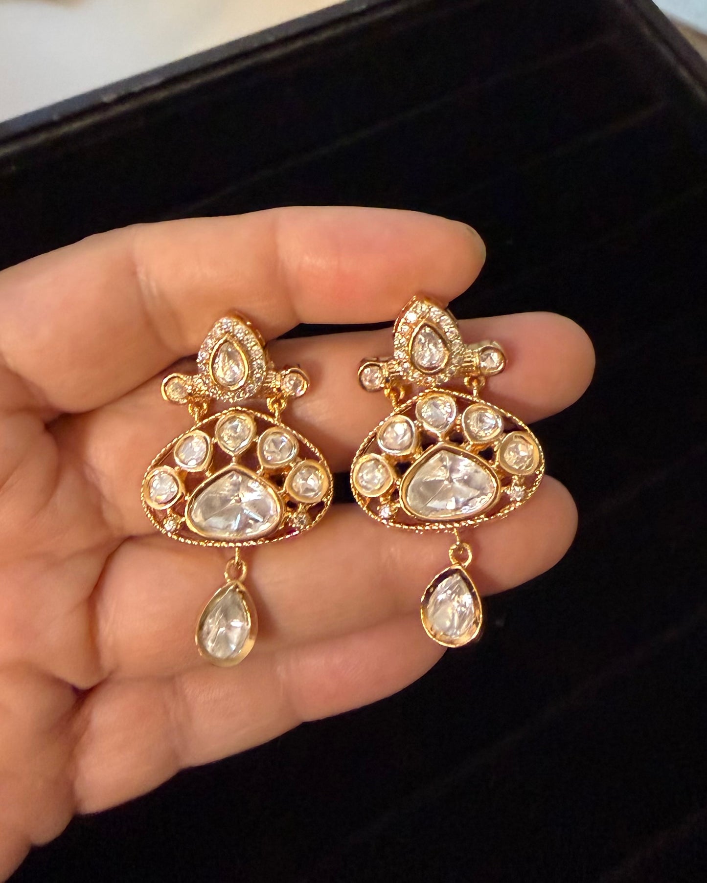 Gold plated kundan earrings