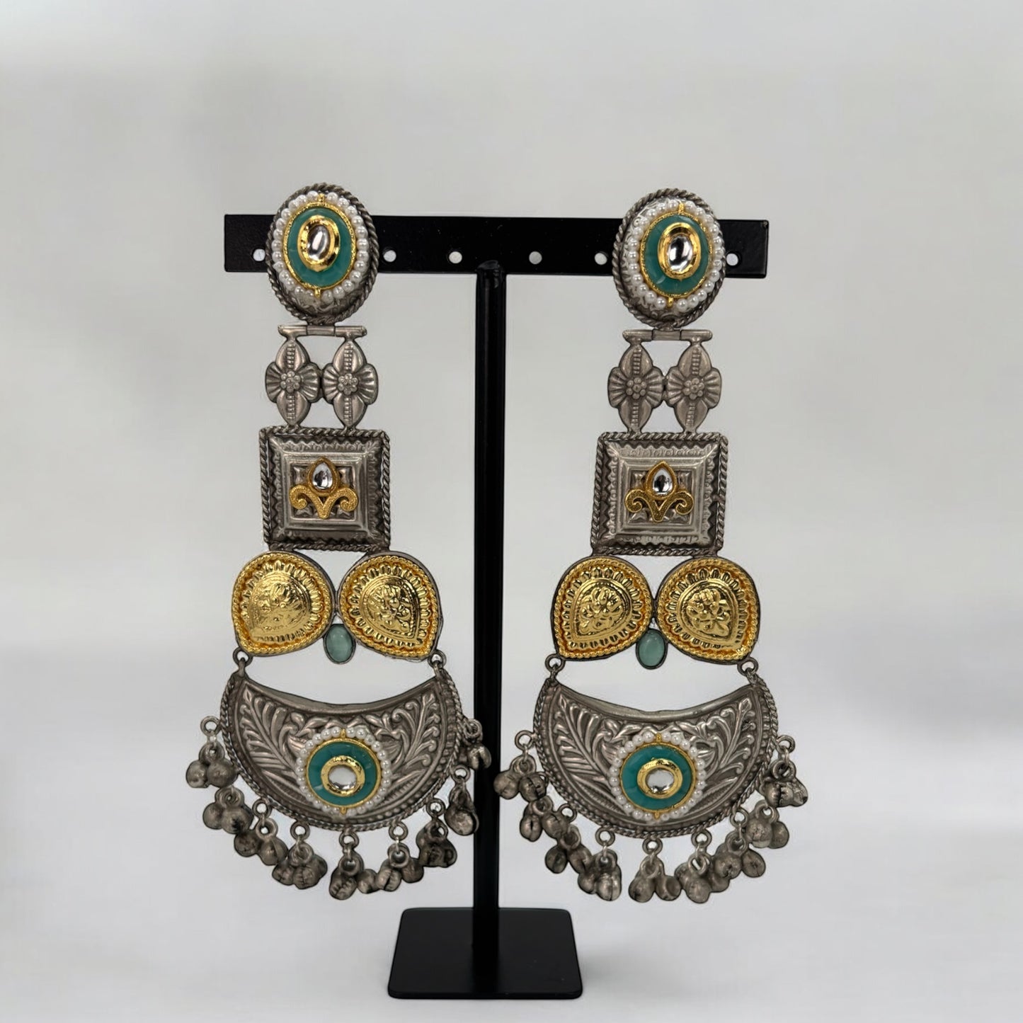 Light weight German silver dual tone earrings