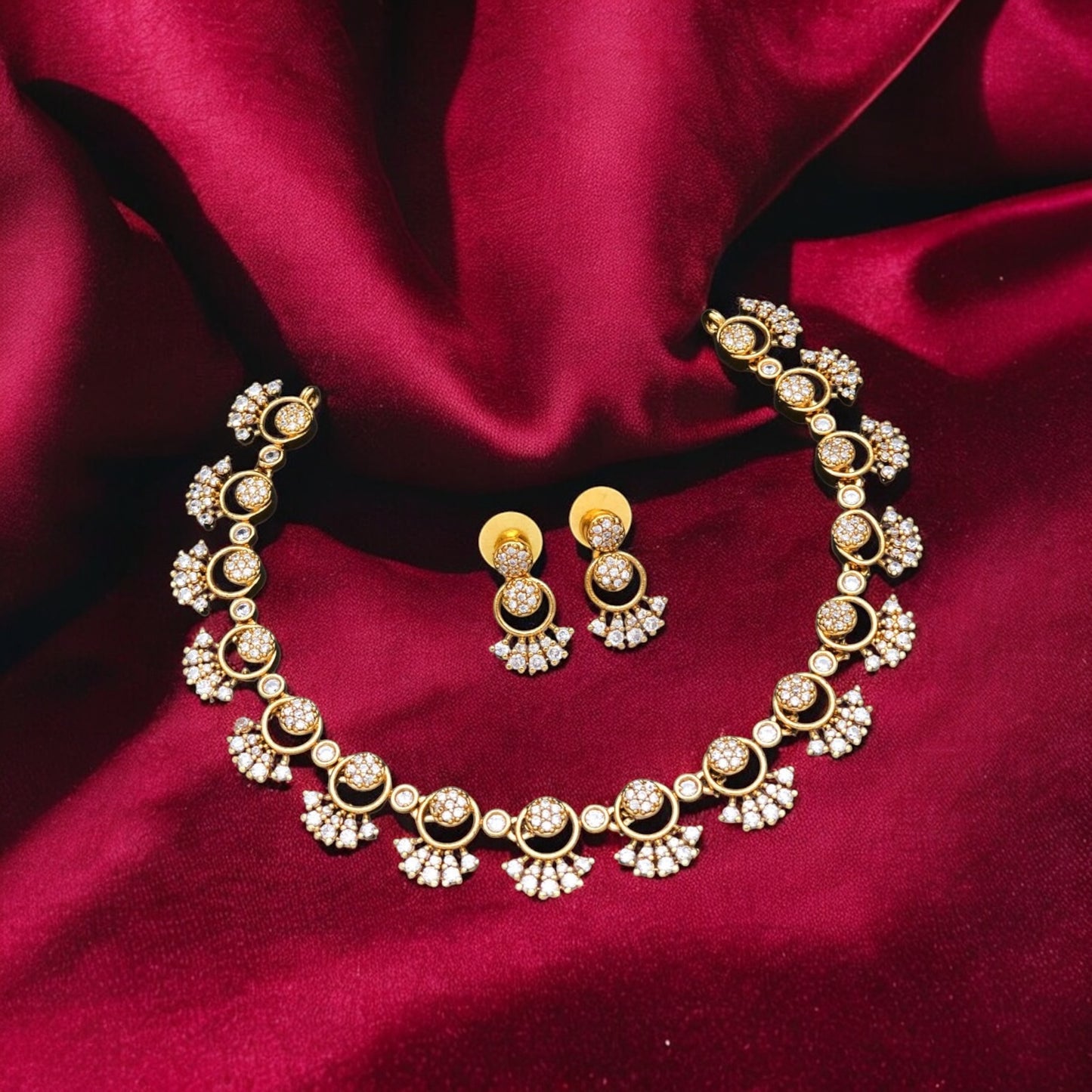 Gold plated American Diamond necklace set