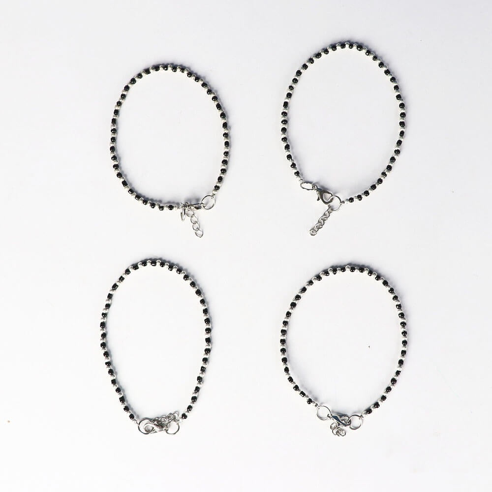 Silver oxidized anklets