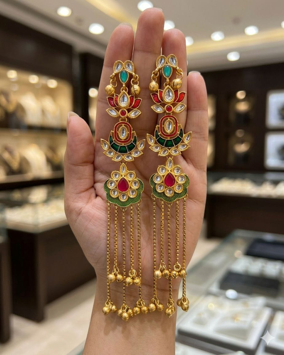 Gold plated kundan Kashmiri earrings