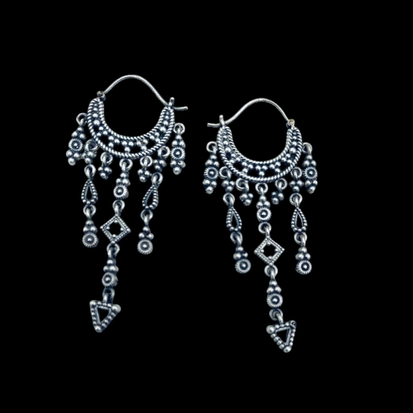 German silver hoop danglers