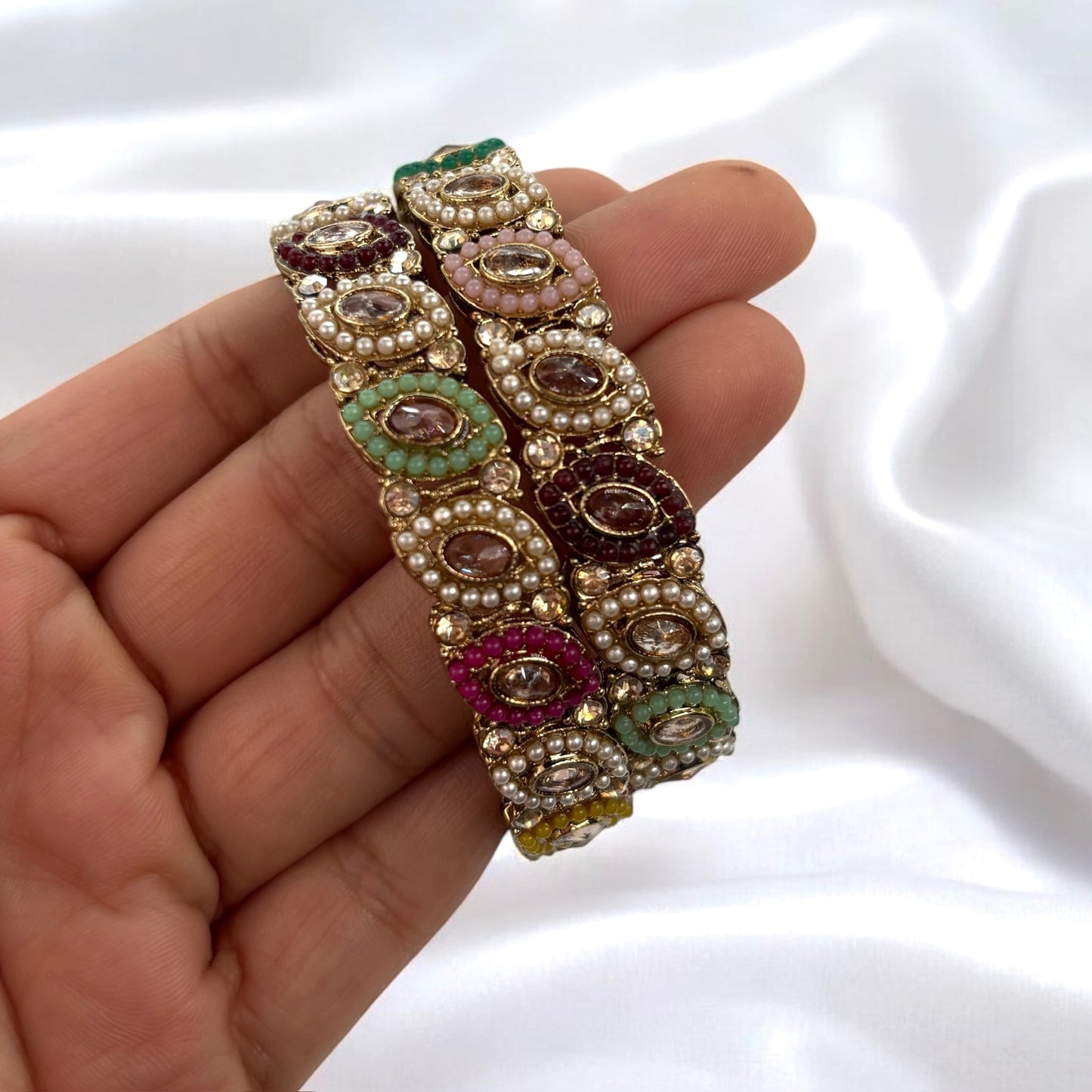 Multi color polki bangles/kadas