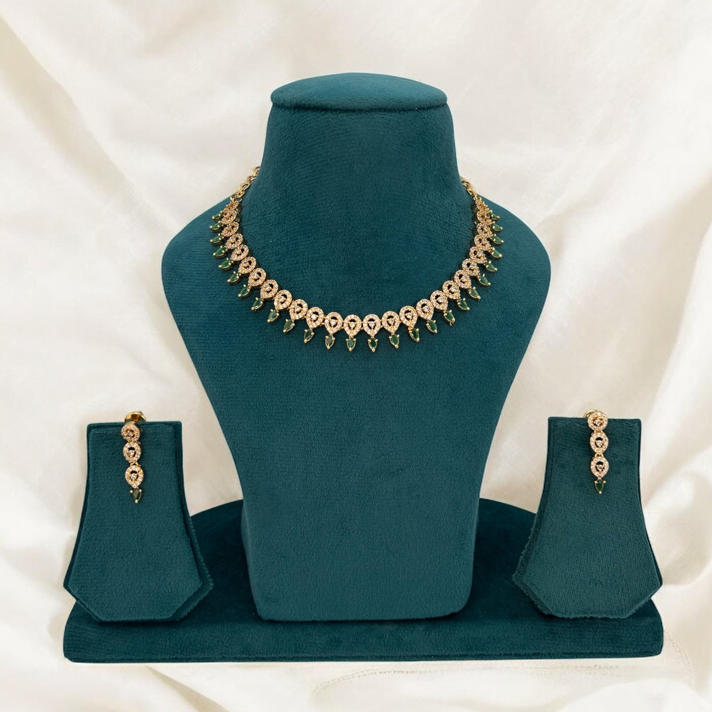 Gold plated American Diamond necklace set