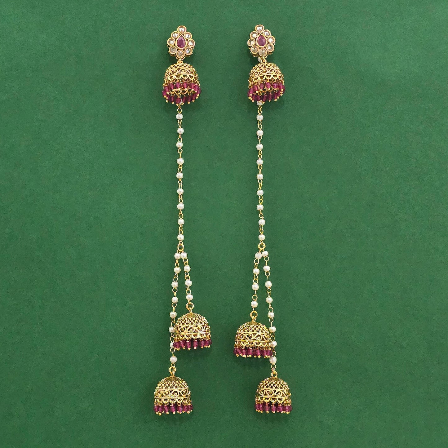 Gold plated long Kashmiri jhumki