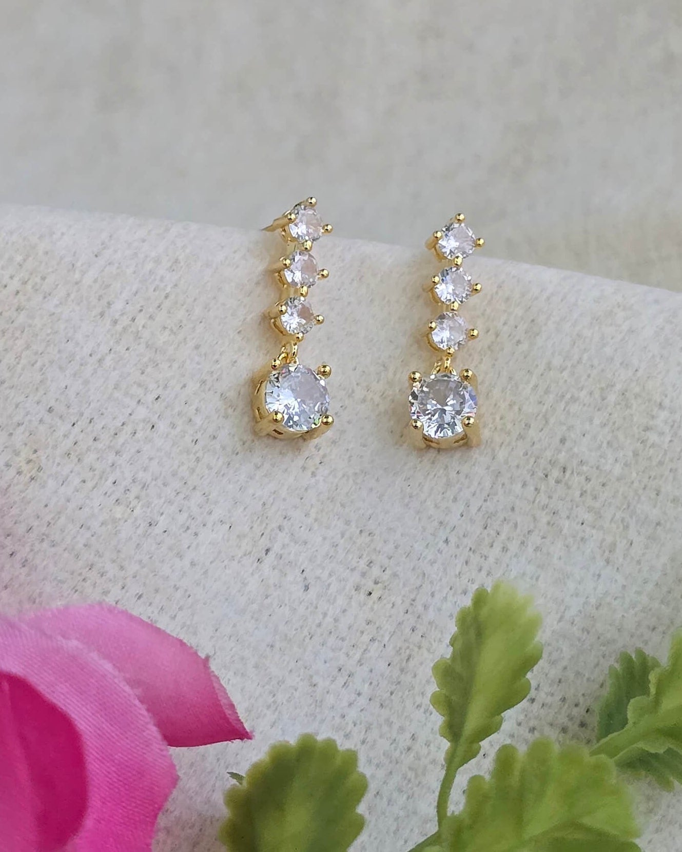 Gold plated American Diamond earrings