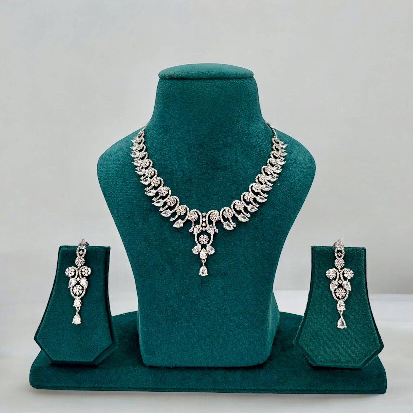 Silver American Diamond necklace set