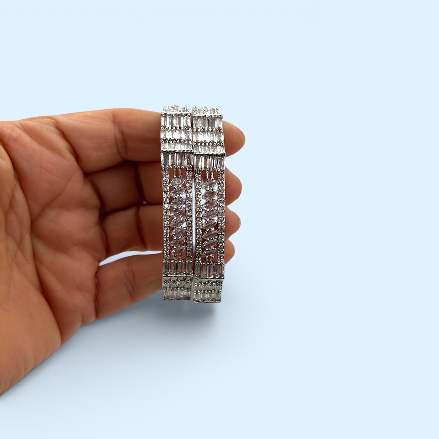 American Diamond silver bangles