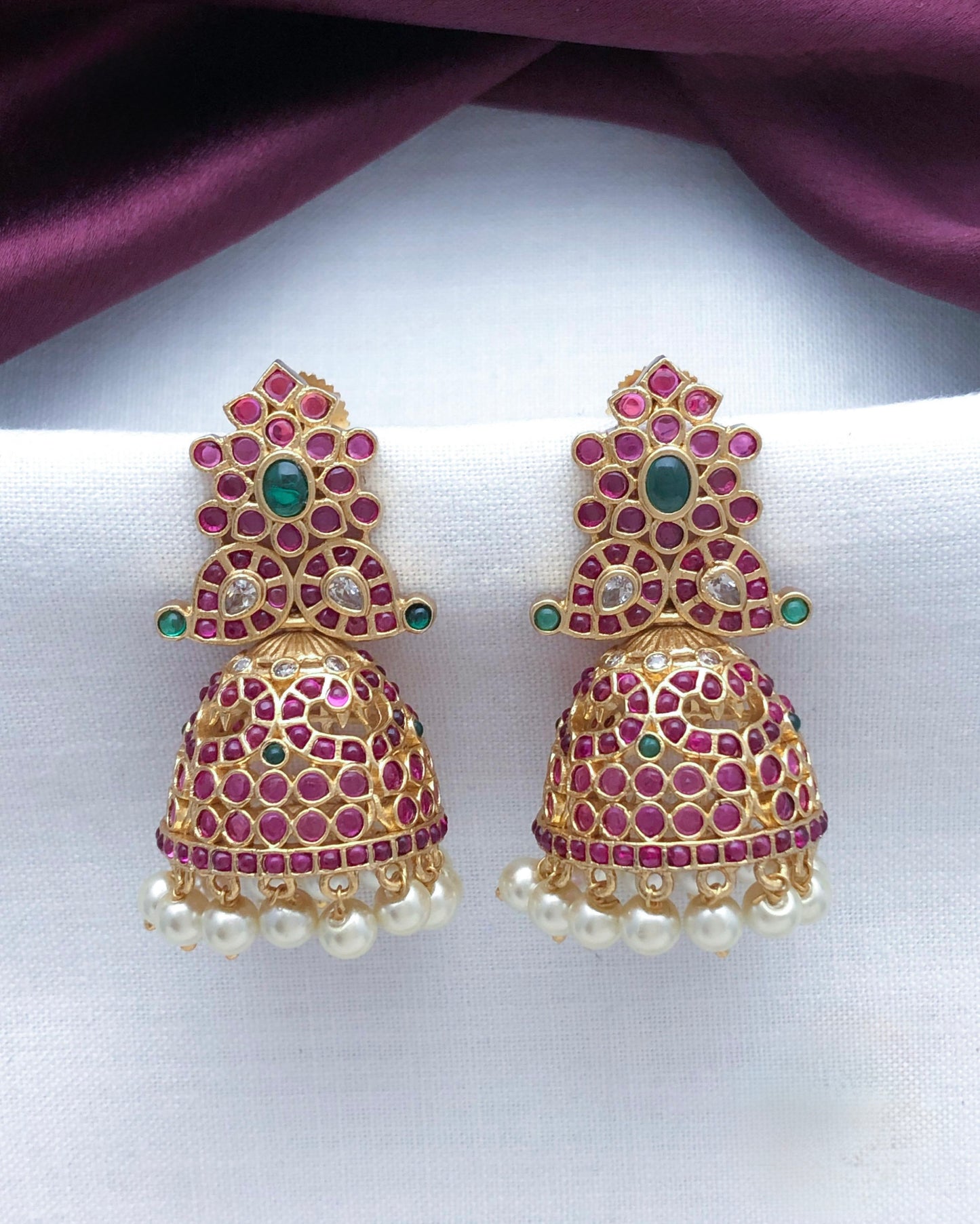 Gold plated American Diamond jhumki
