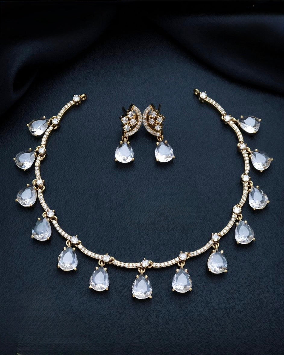 Gold plated American Diamond necklace set