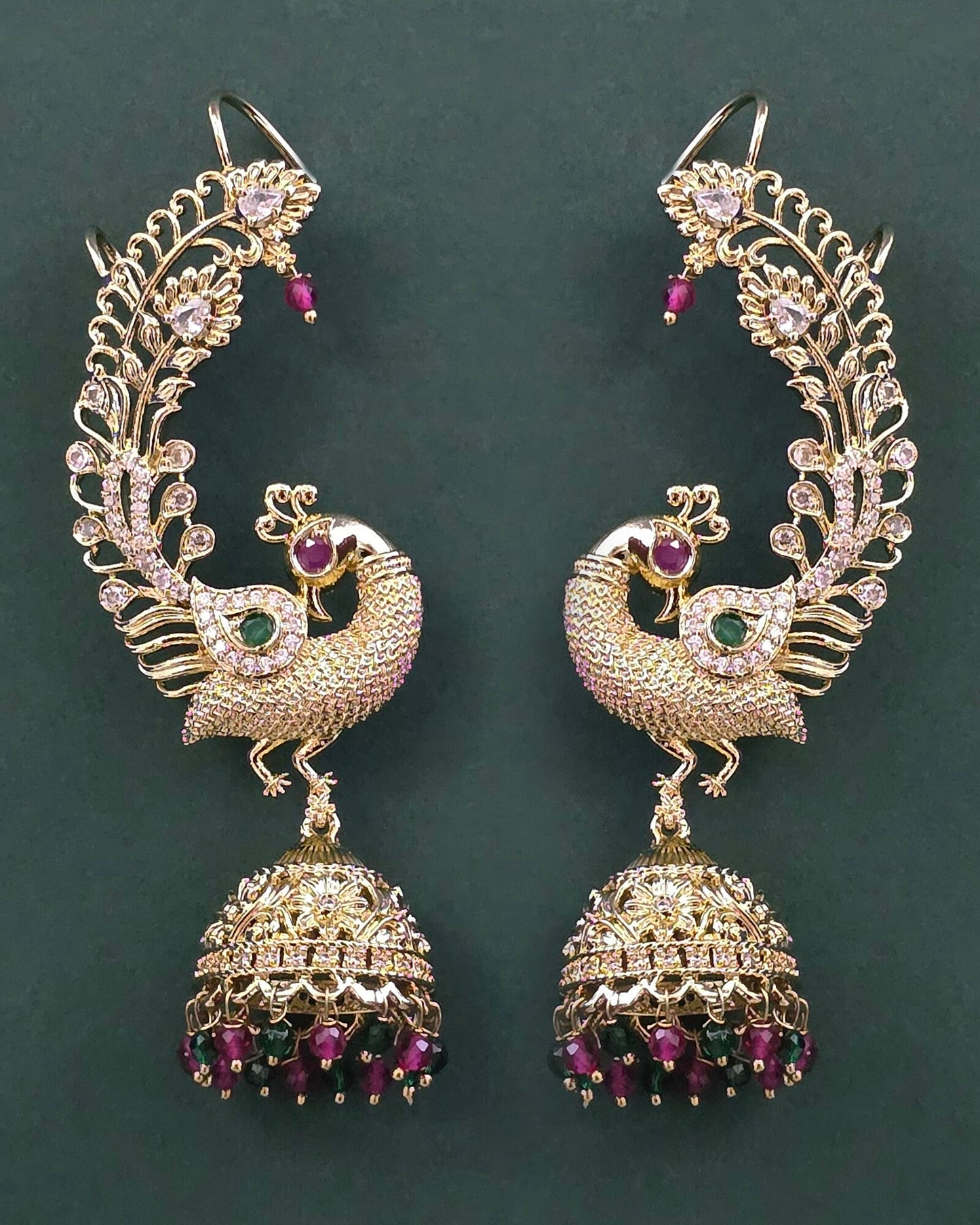 Victorian polish jhumki with earcuffs