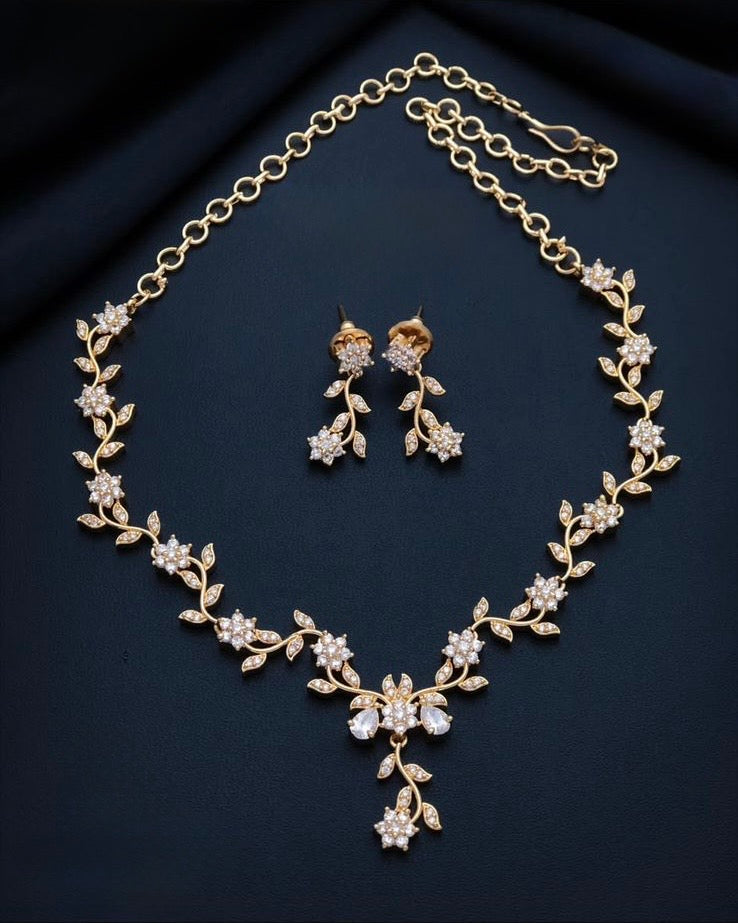 Gold plated American Diamond necklace set