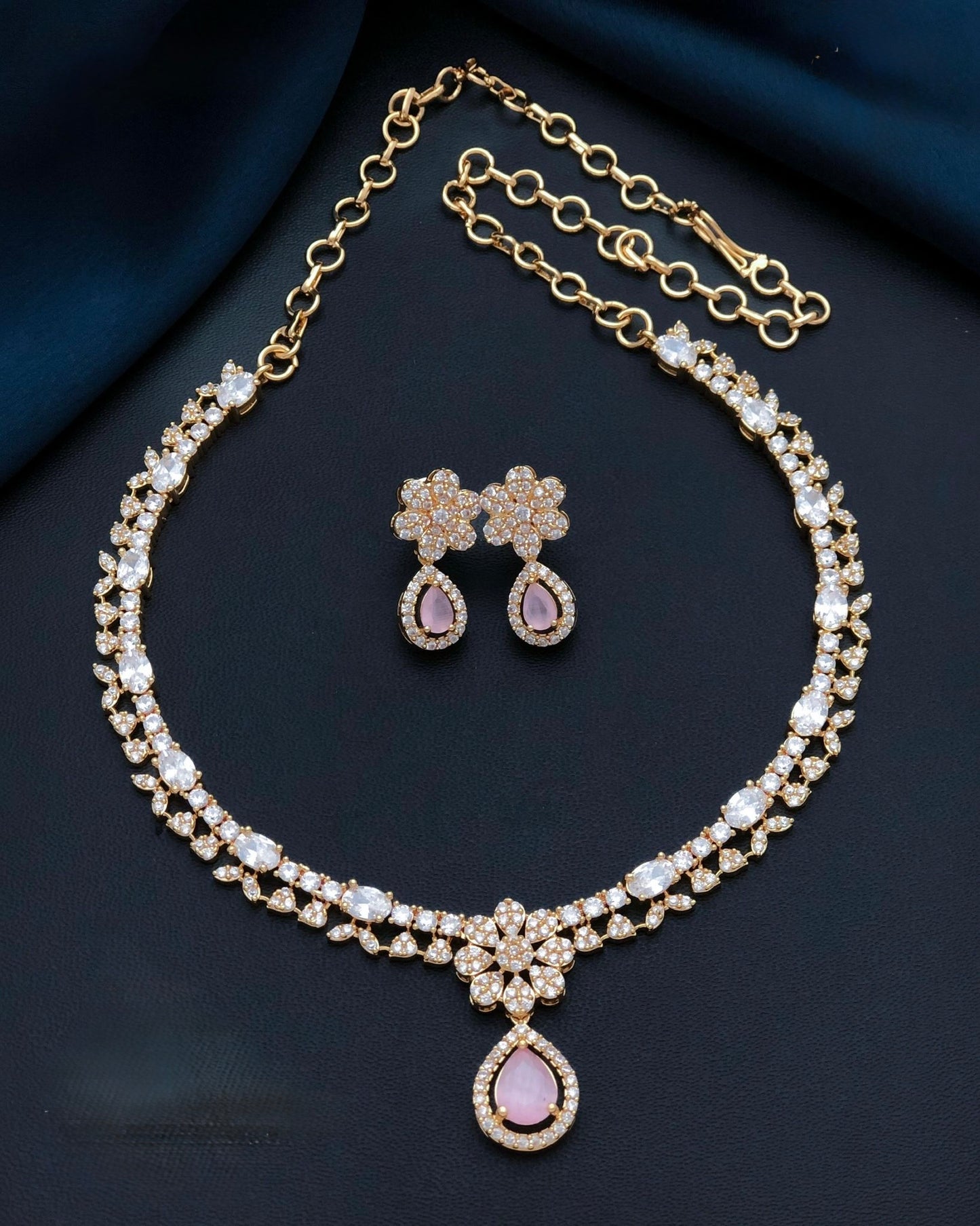 Gold plated American Diamond necklace set