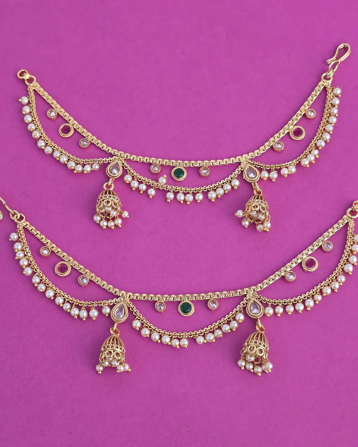 Gold plated bells design ear chain
