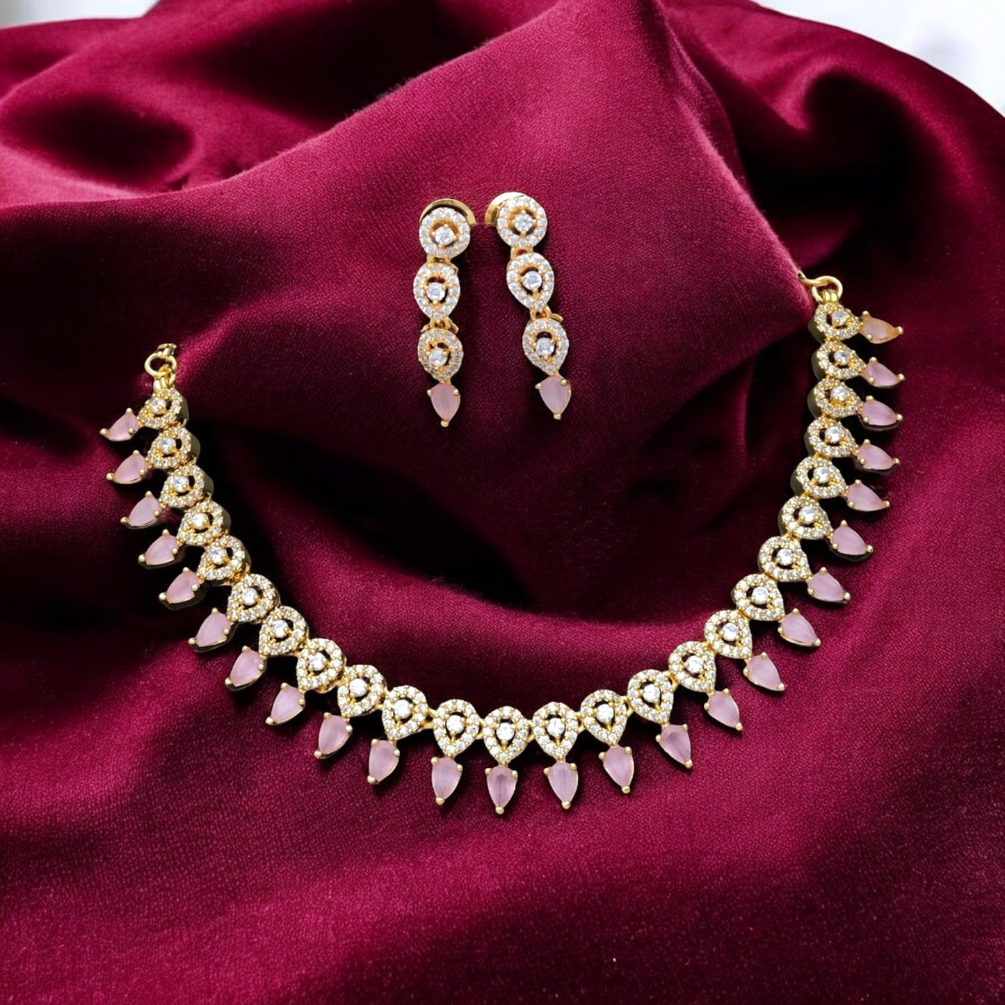 Gold plated American Diamond necklace set