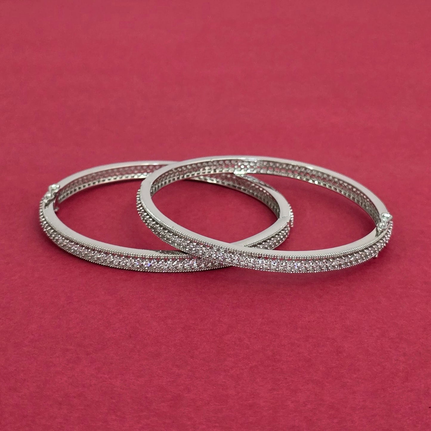 American Diamond silver openable bangles
