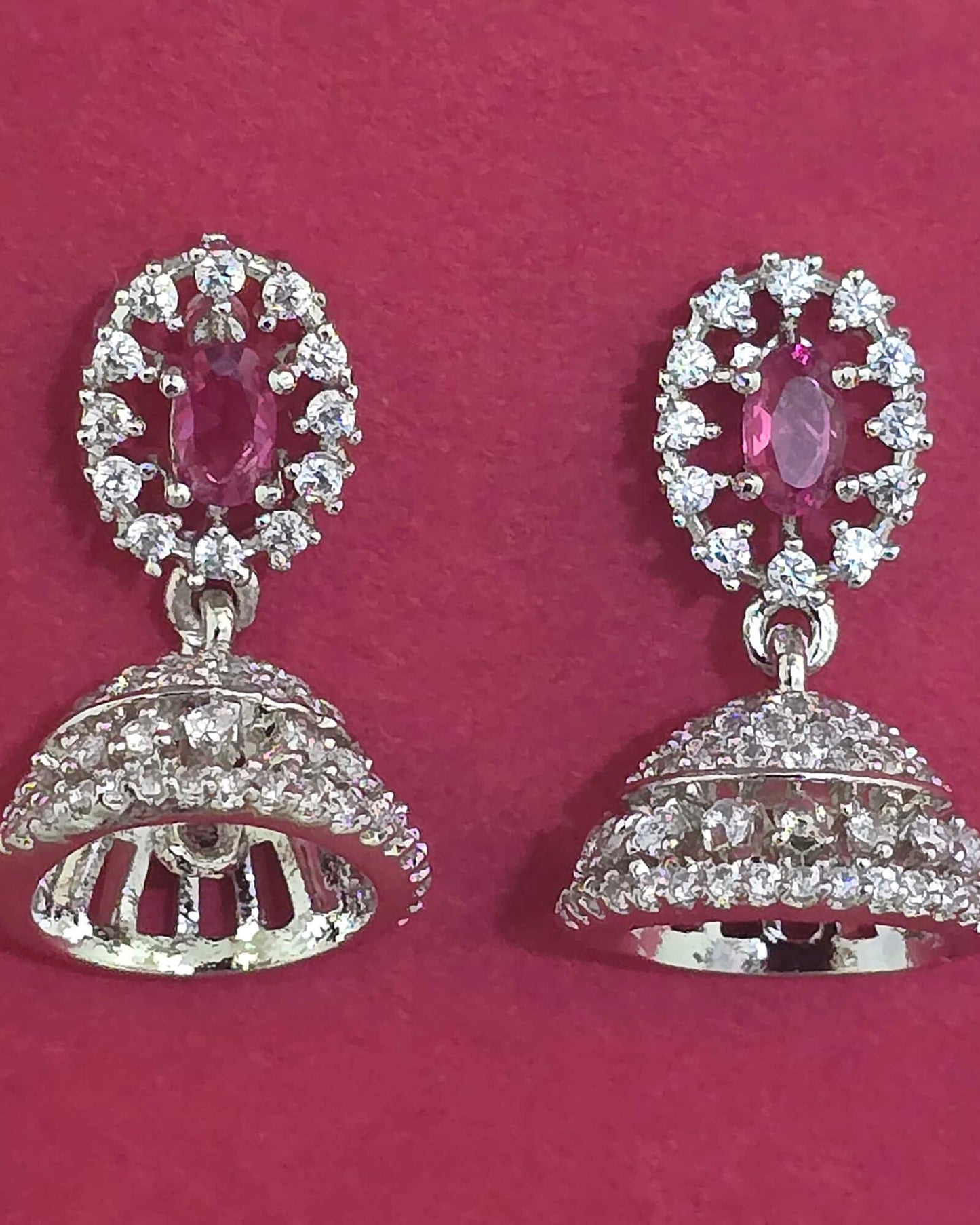 Silver American Diamond small jhumki