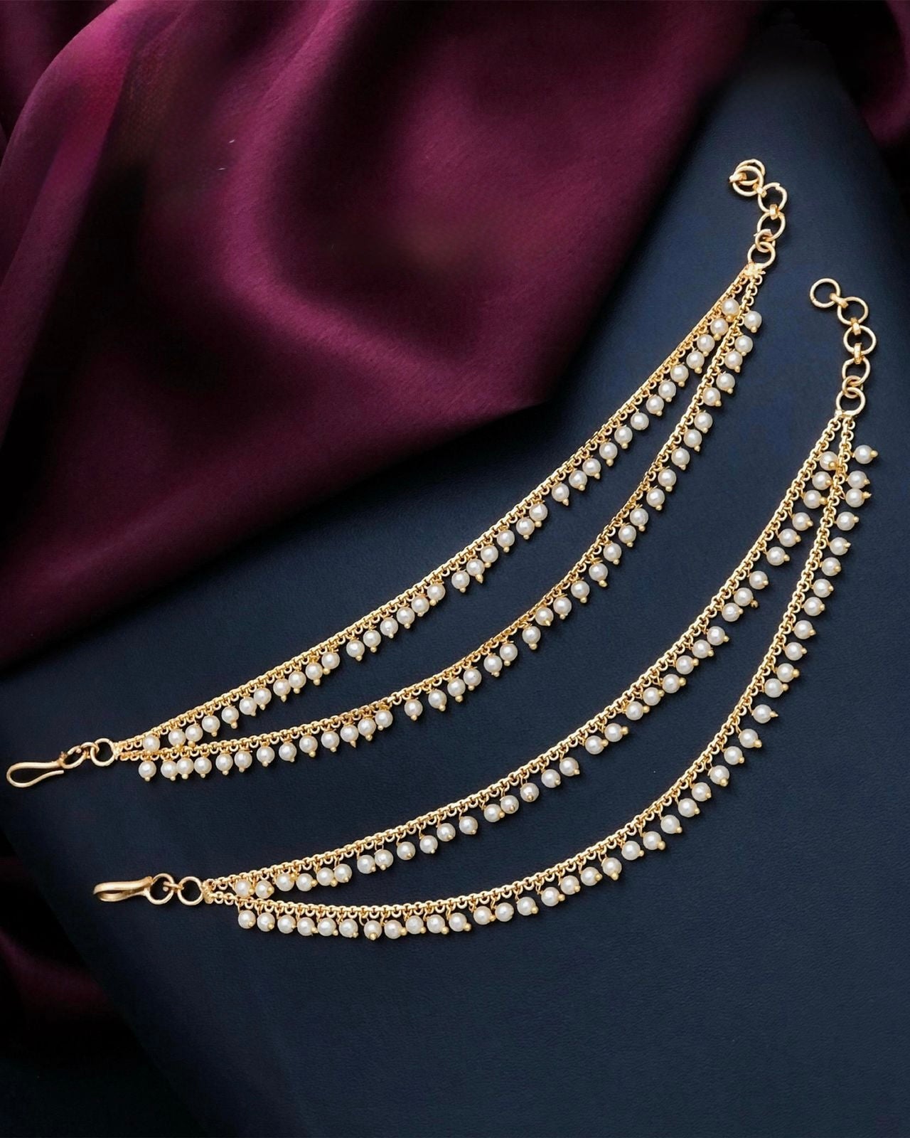 Gold plated 2layers ear chains