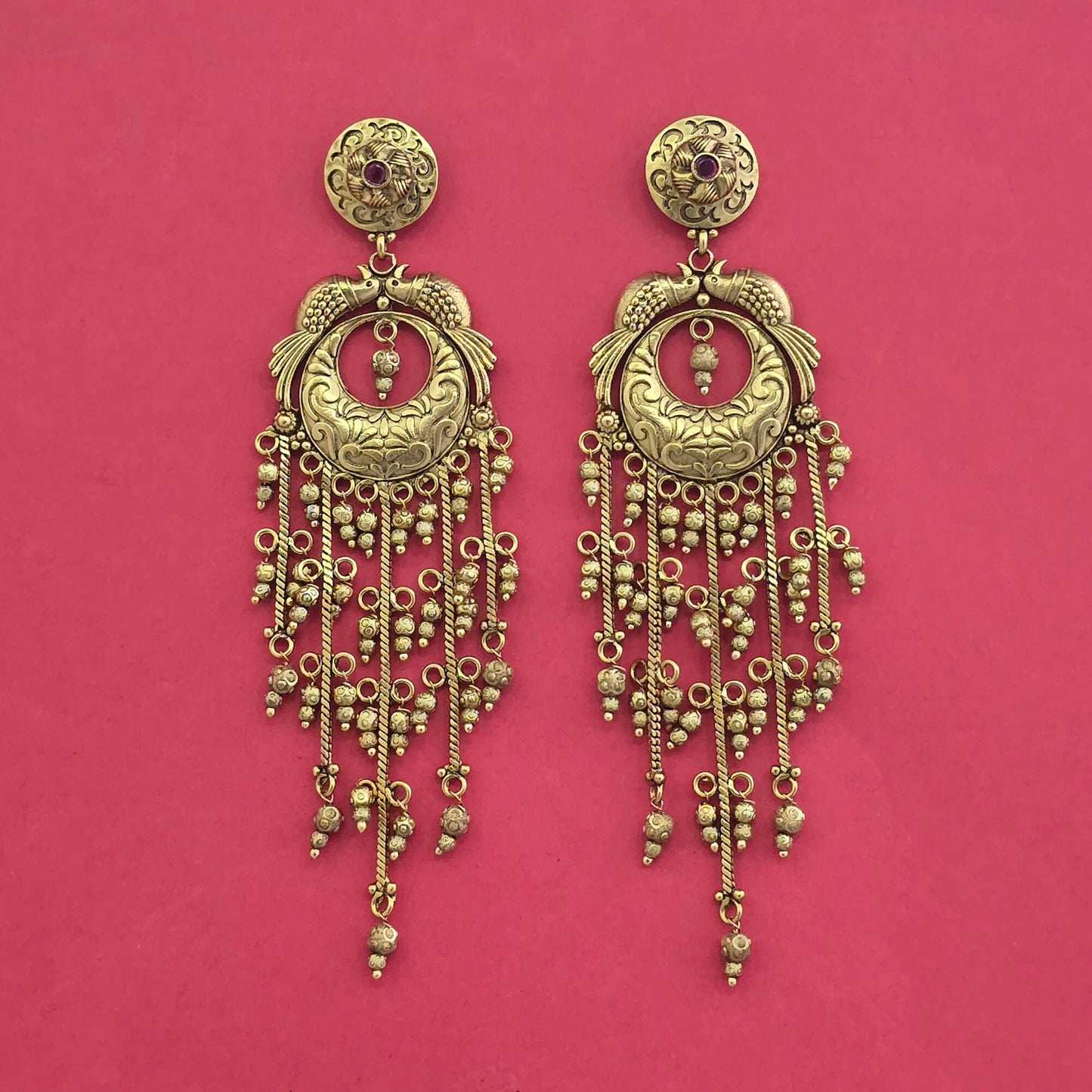 Antique gold plated long earrings