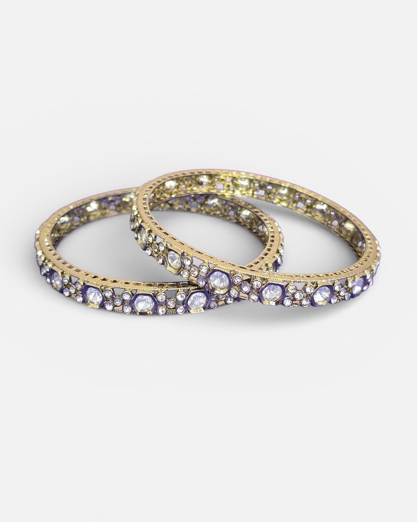 Kundan bangles with mehndi plating