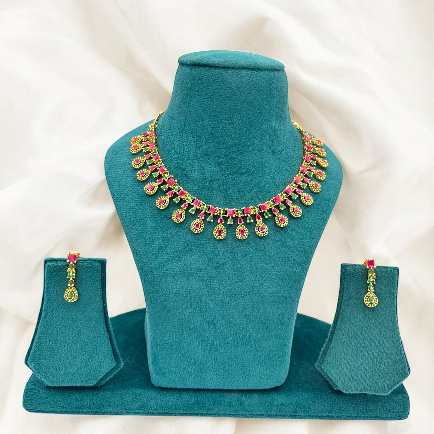 Gold plated American Diamond necklace set