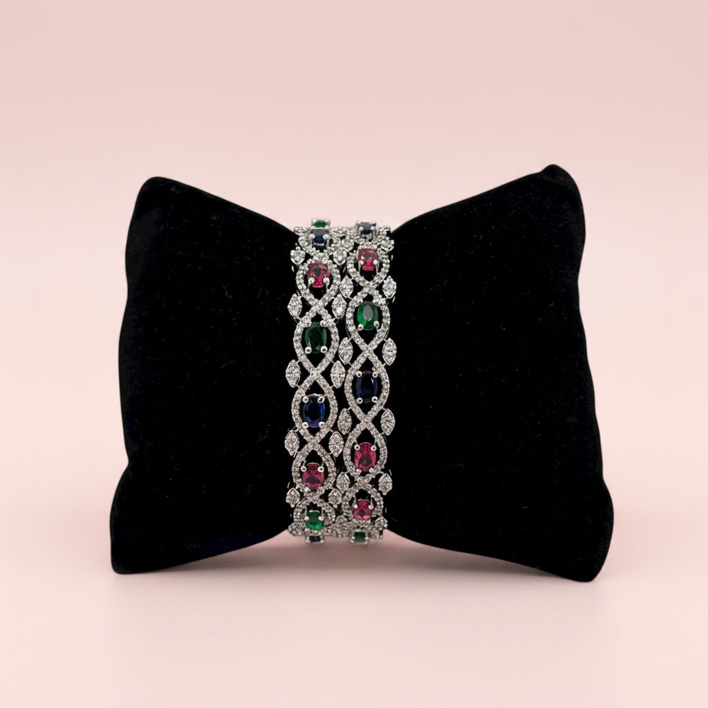Silver plated Cz bangles