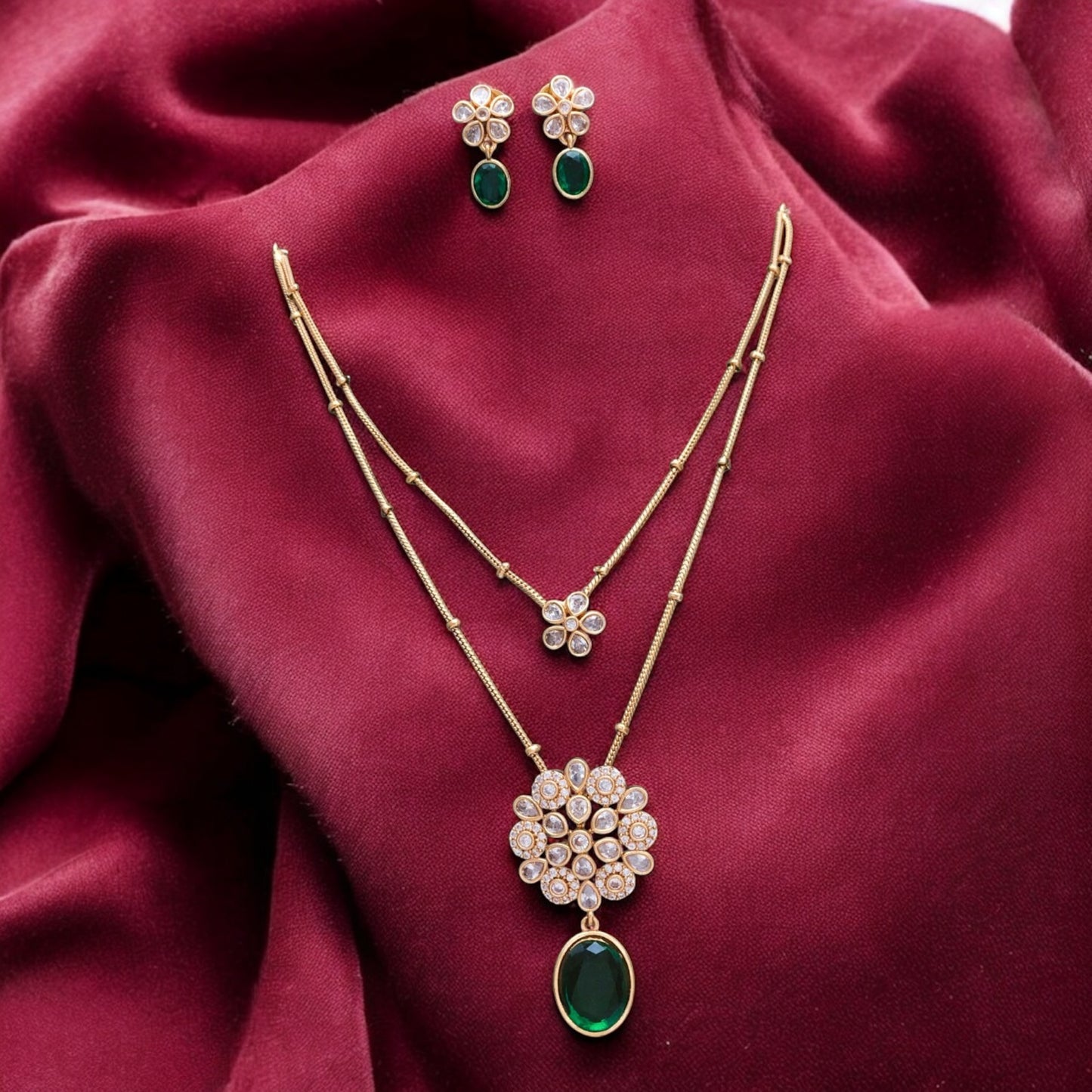 Gold plated two layers necklace set