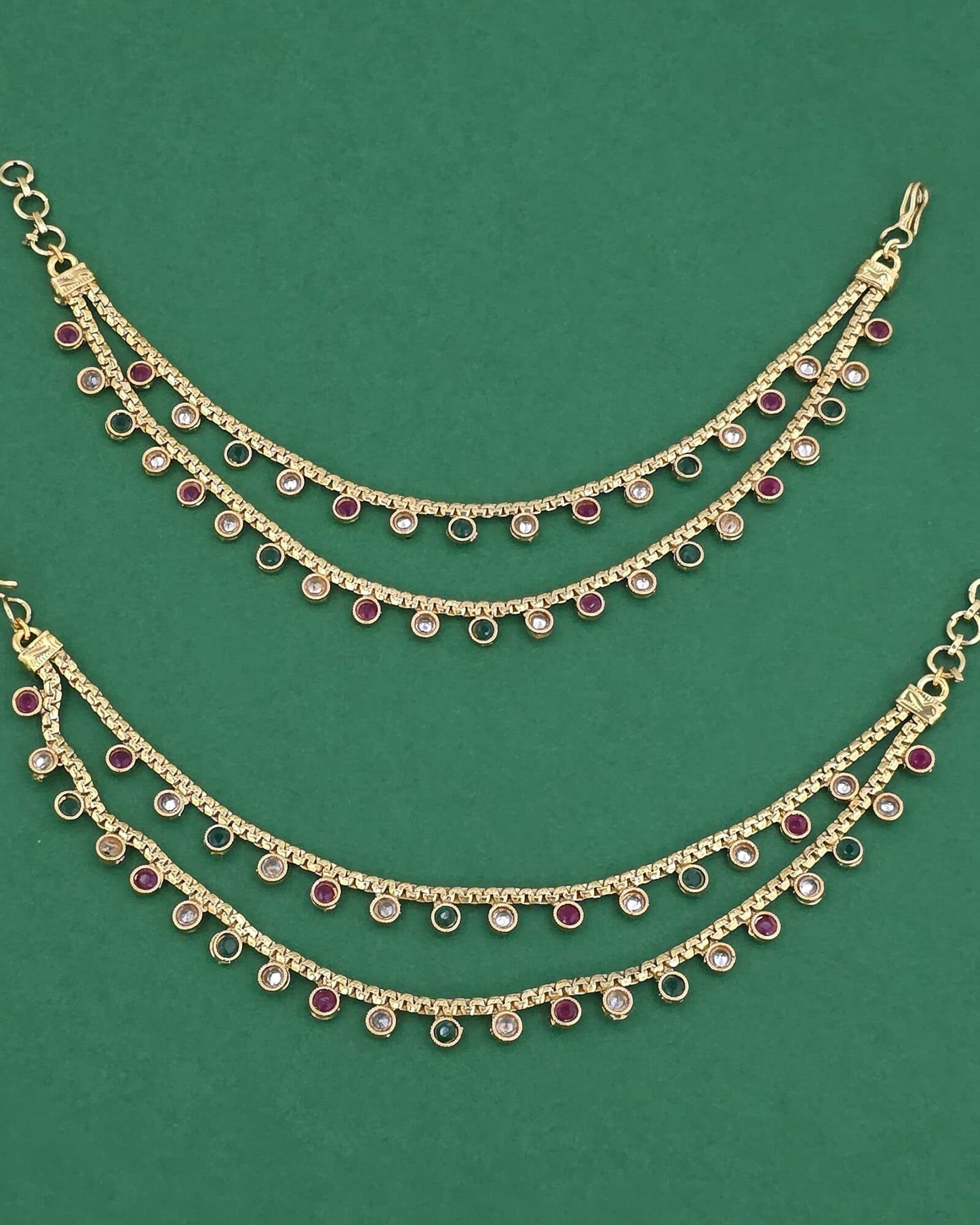 Gold plated two layer ear chain/sahara