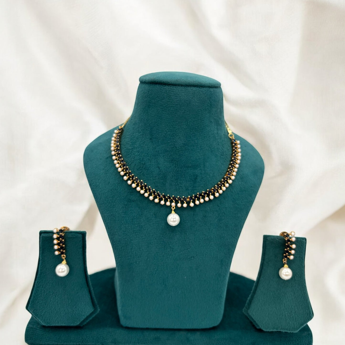 American Diamond necklace set with pearls