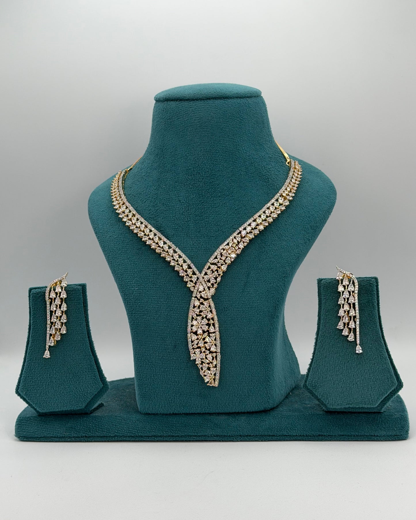 2tone American Diamond necklace set