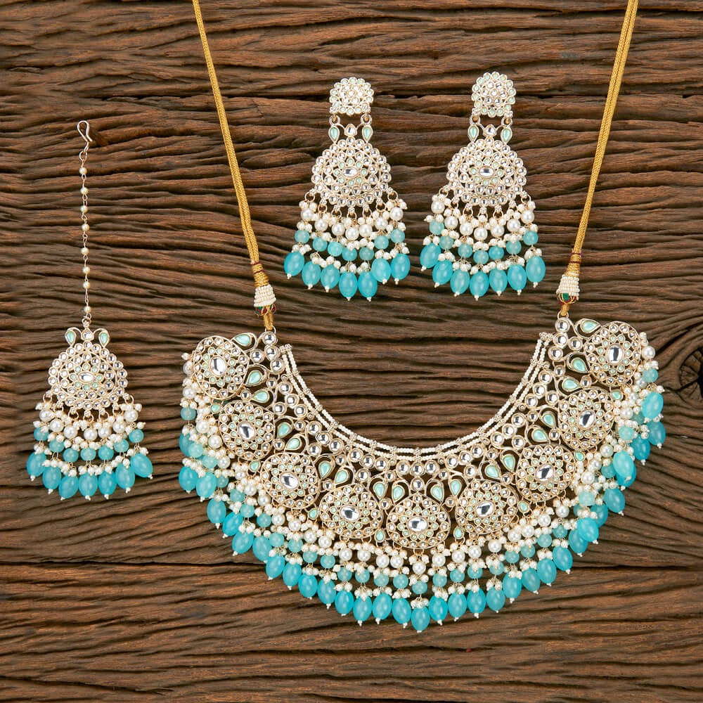Gold plated beads necklace set