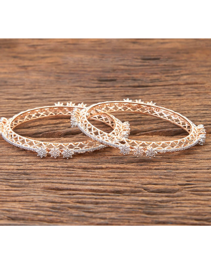 Cz bangles with rose gold plating