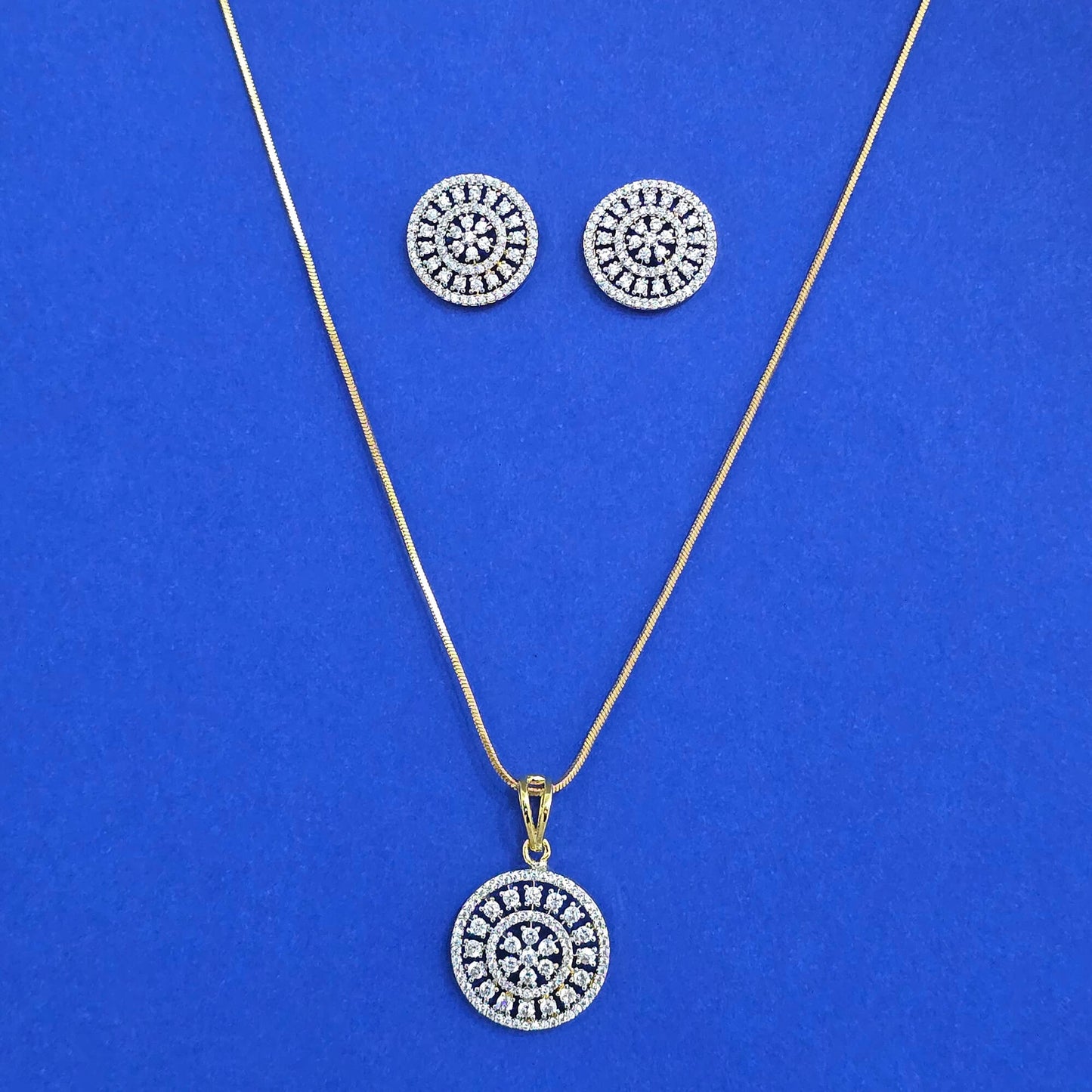 Silver American Diamond pendant set