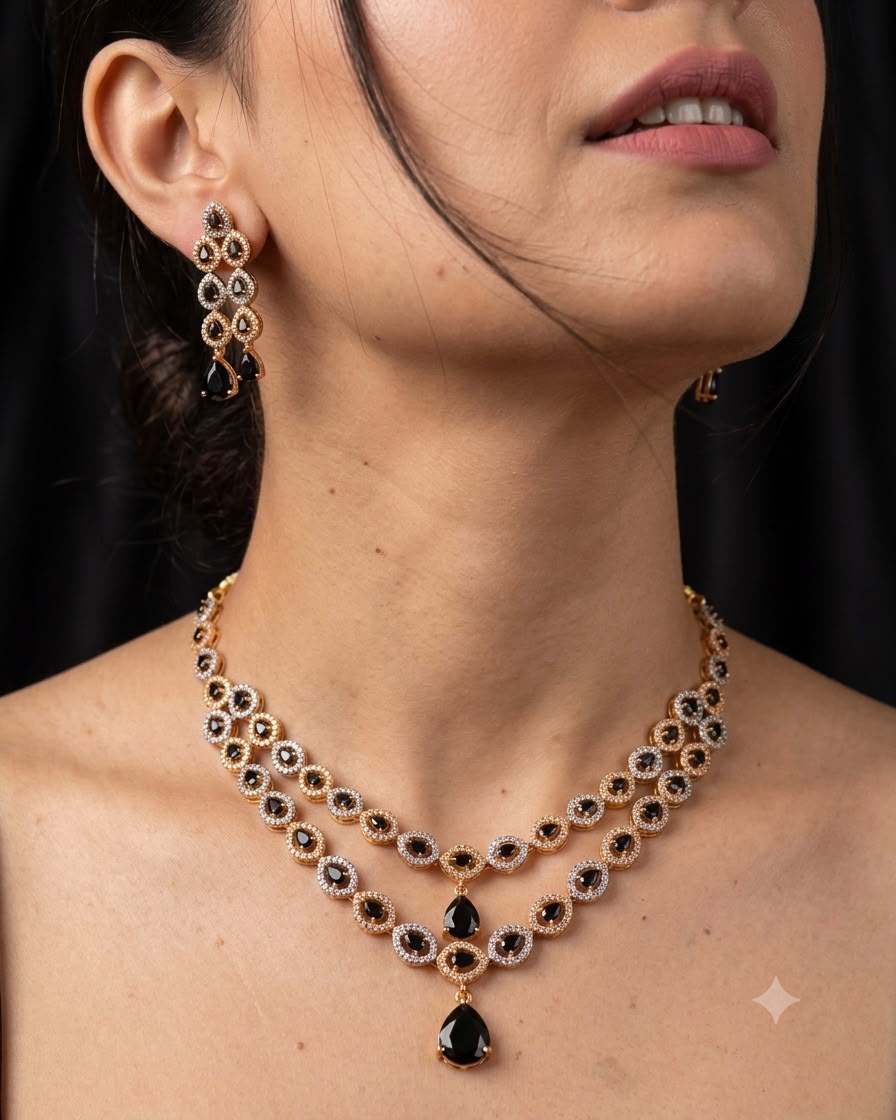 2tone American Diamond necklace set