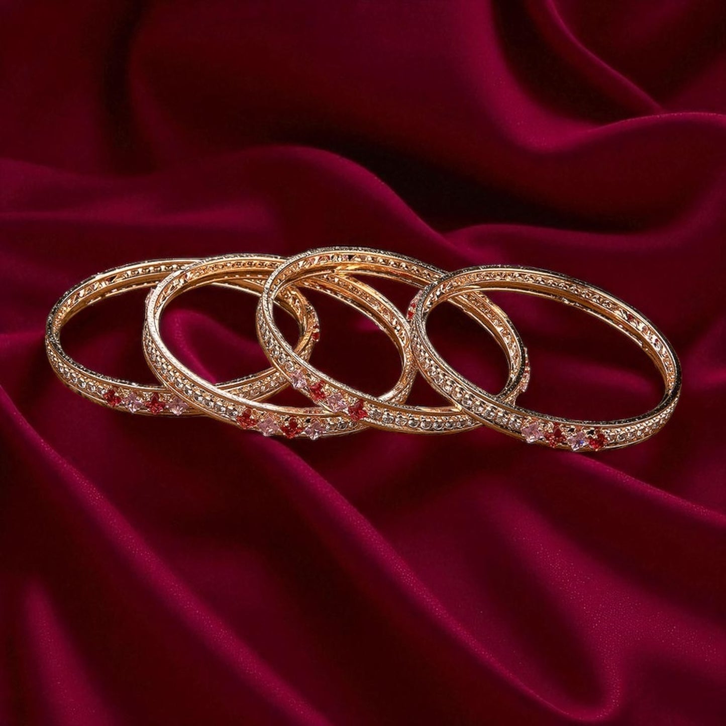 Rose gold plated American Diamond bangles