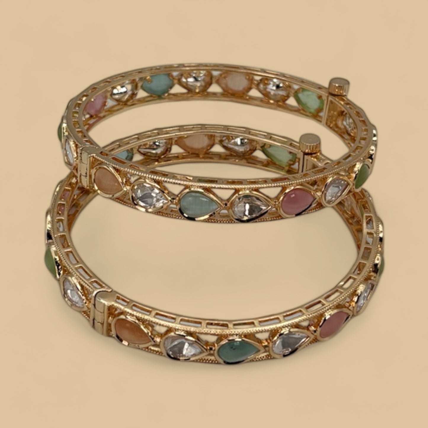 Gold plated openable bangles