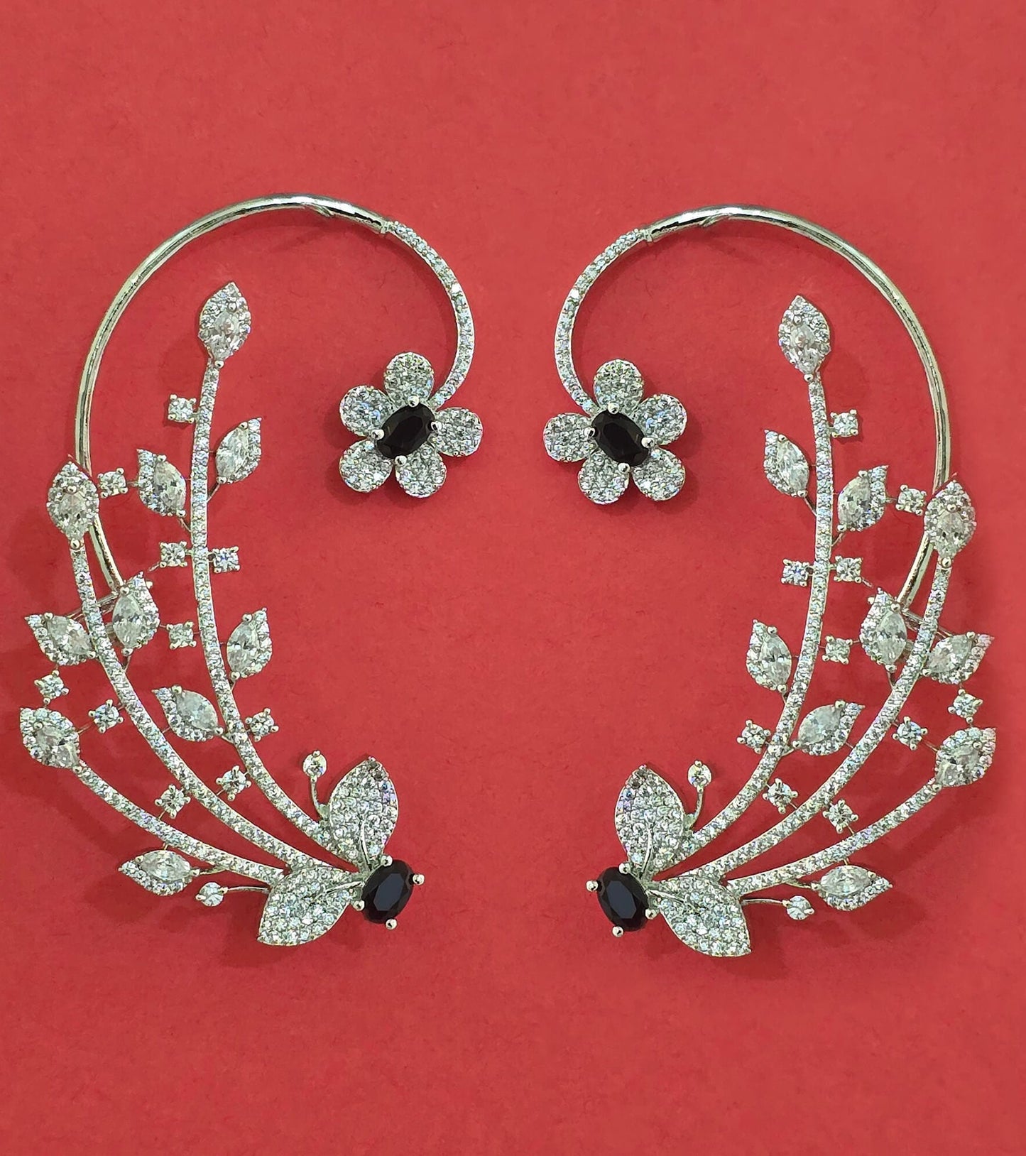 Silver American Diamond/Cz earcuffs