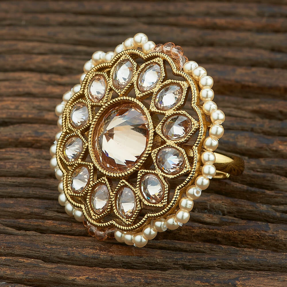 Adjustable ring with mehndi plating