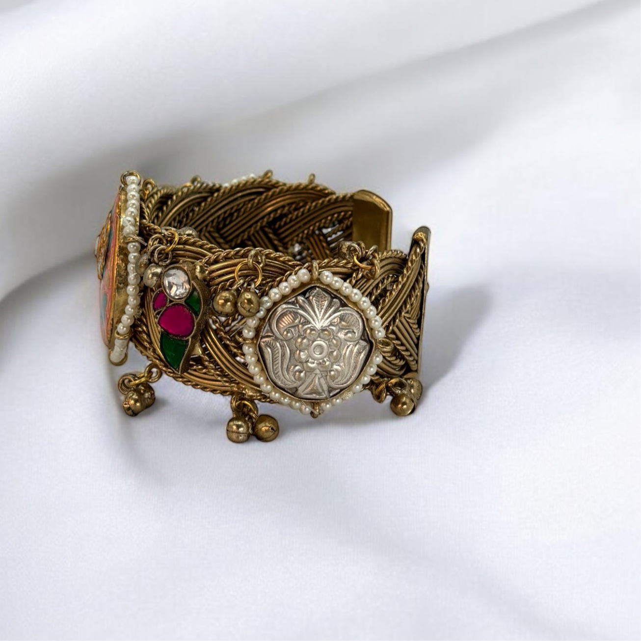 Pachi kundan broad bracelet