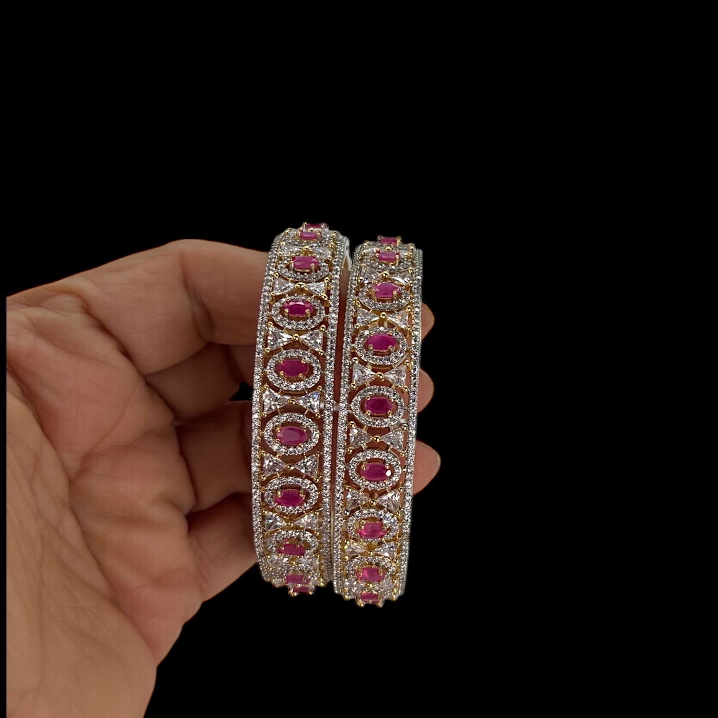 2tone American Diamond bangles/kadas