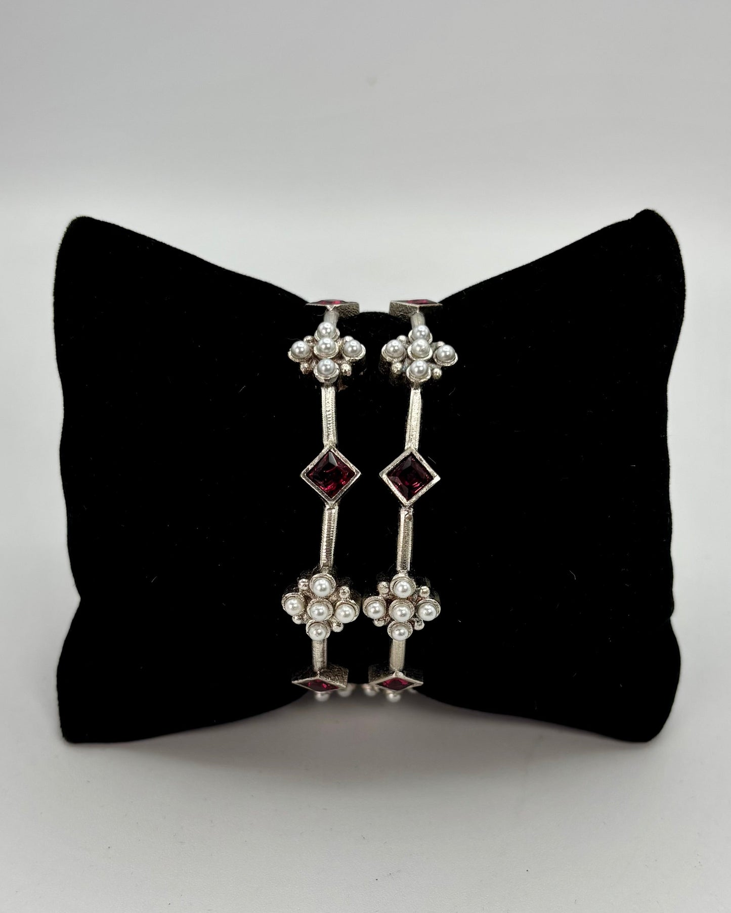 Silver oxidized adjustable bangles