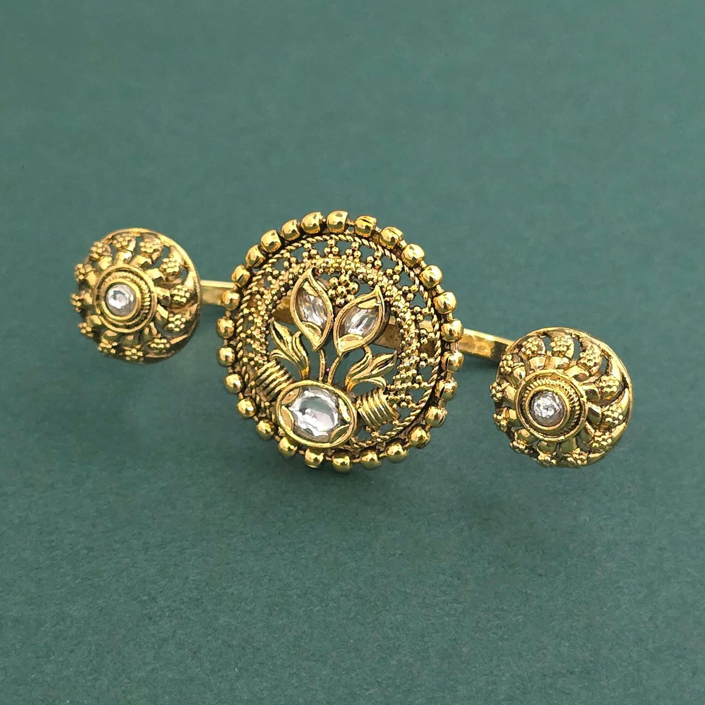 Gold plated double finger ring