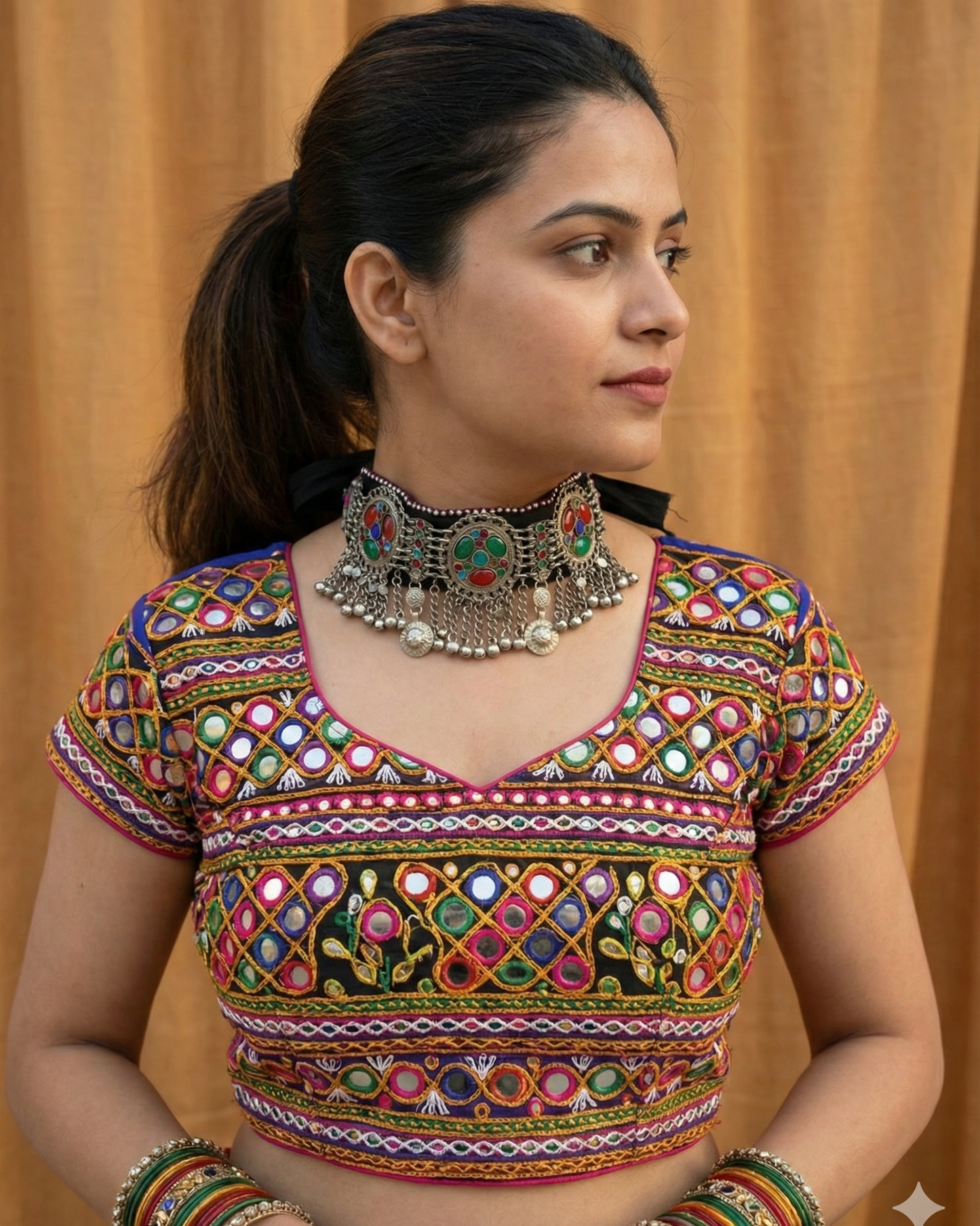 Handmade silver oxidized choker
