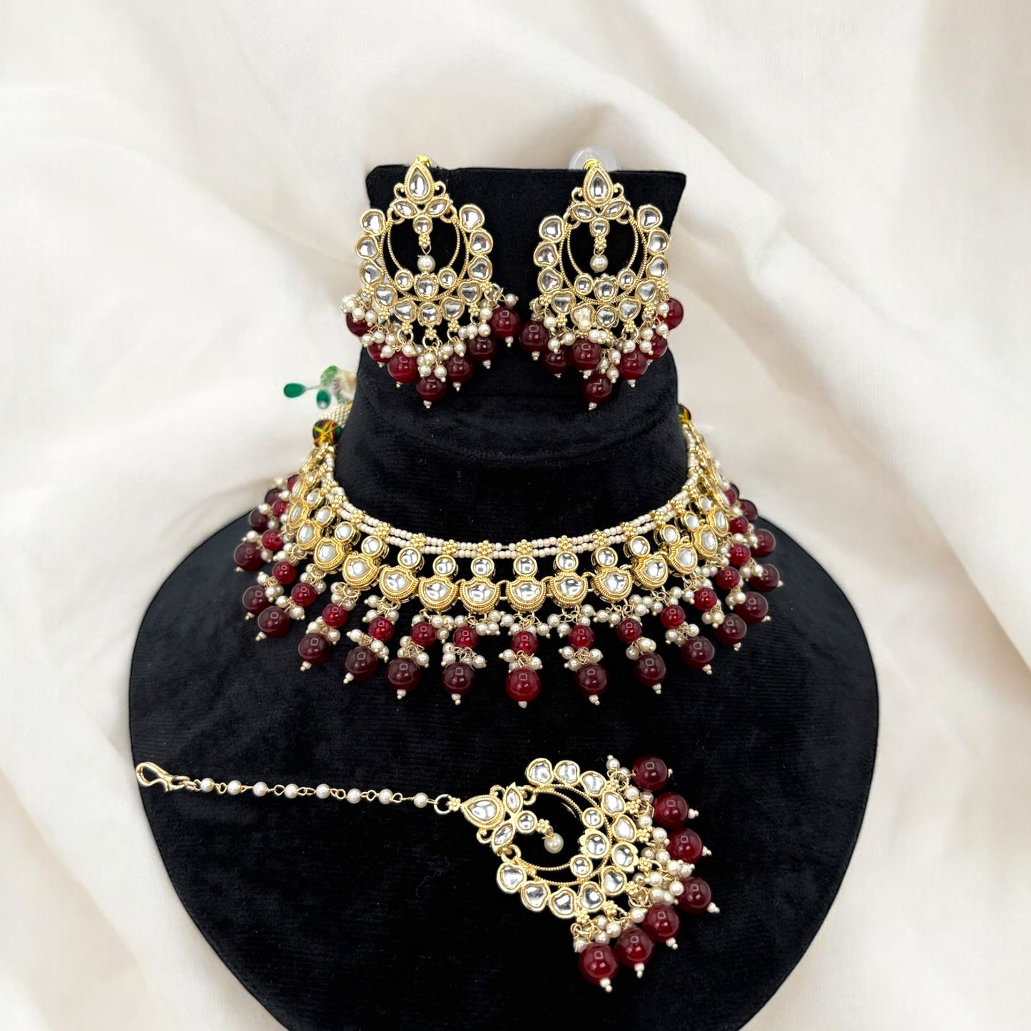 Gold plated beads necklace set
