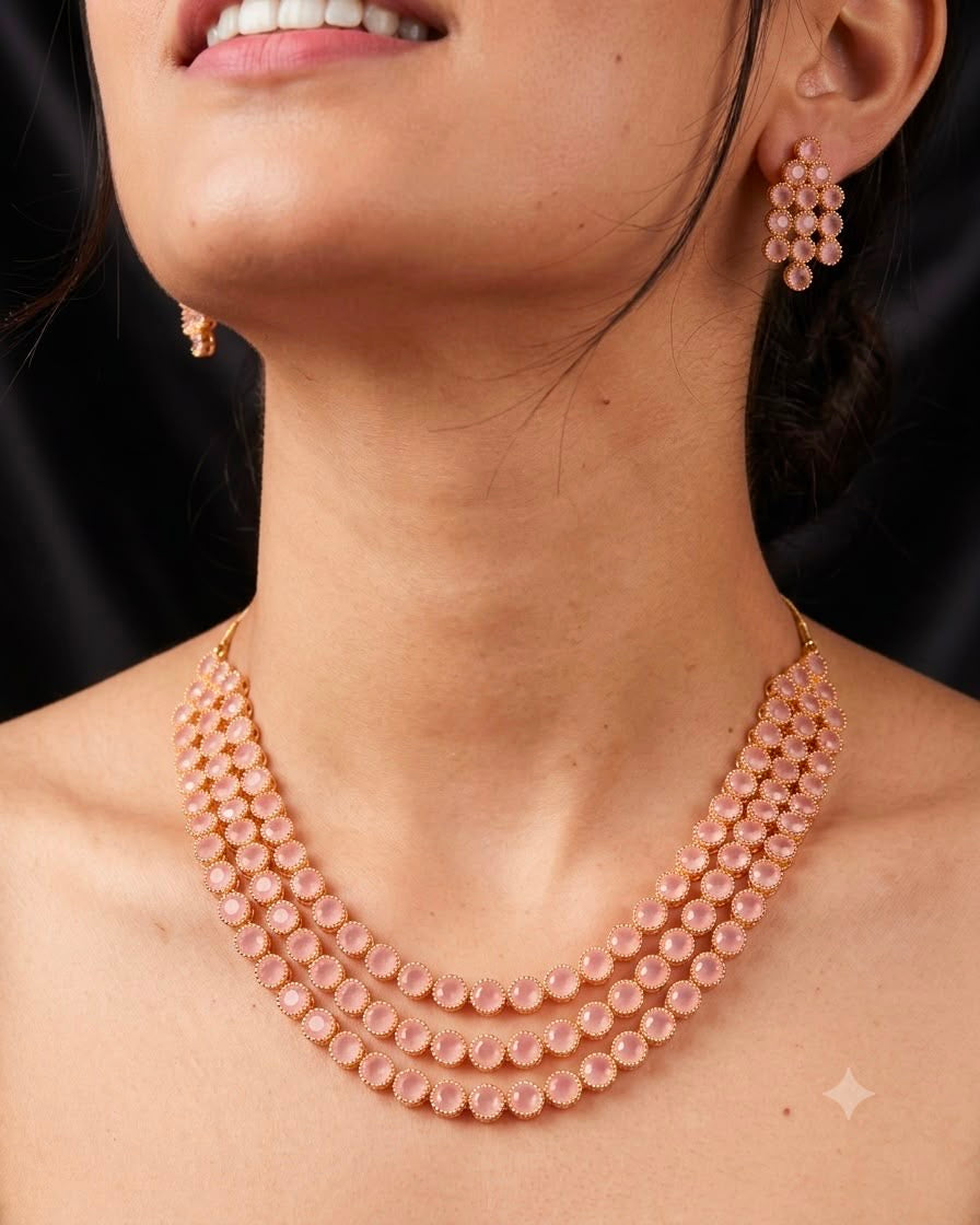 Gold plated 3layer necklace set