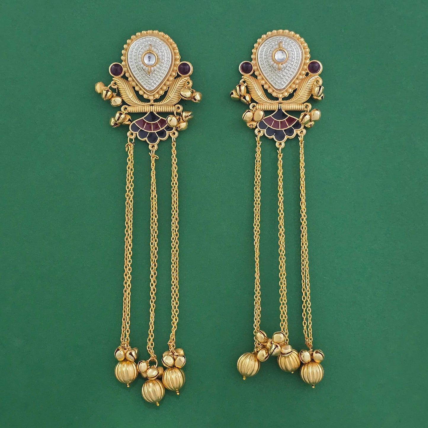 Dual tone Kashmiri earrings